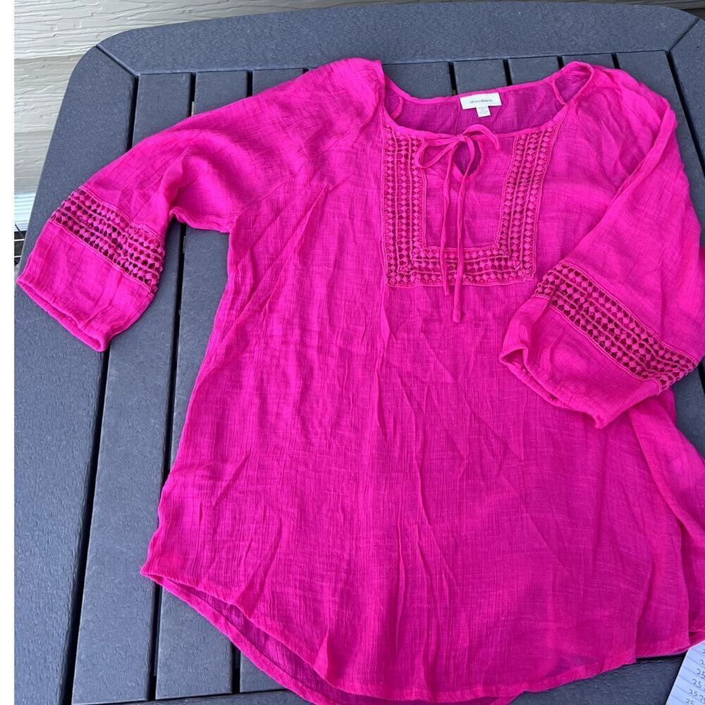 Dressbarn elbow-length bright pink tunic, women's size 2X